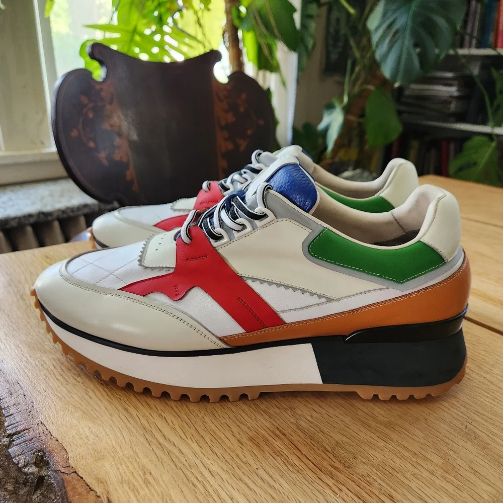RARE Leizilei Calf Leather Sneakers Mens Size 12‎ Colorful Platform Shoes Y2k